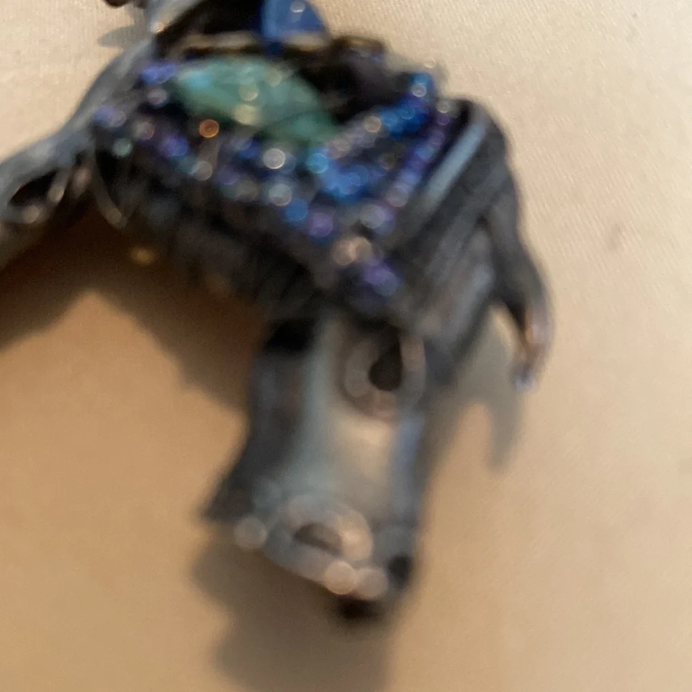 Silver tone  decorated elephant brooch